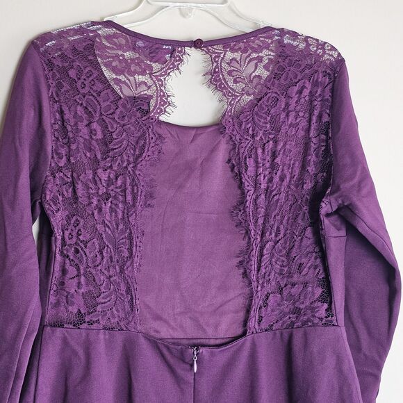 Lulus Felicity Plum Lace Open Back Skater Sk8 Dress NWT Size XL Sexy Lined - Picture 6 of 10